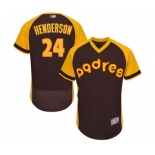 Men's San Diego Padres #24 Rickey Henderson Brown Alternate Cooperstown Authentic Collection Flex Base Baseball Jersey