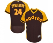 Men's San Diego Padres #24 Rickey Henderson Brown Alternate Cooperstown Authentic Collection Flex Base Baseball Jersey