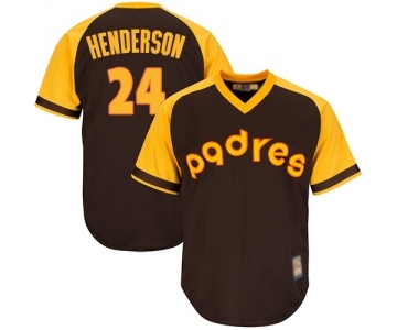 Men's San Diego Padres #24 Rickey Henderson Replica Brown Alternate Cooperstown Cool Base Baseball Jersey