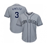 Men's San Diego Padres #3 Ian Kinsler Replica Grey Road Cool Base Baseball Jersey