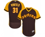 Men's San Diego Padres #31 Dave Winfield Brown Alternate Cooperstown Authentic Collection Flex Base Baseball Jersey