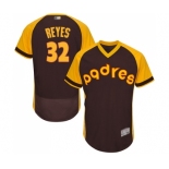 Men's San Diego Padres #32 Franmil Reyes Brown Alternate Cooperstown Authentic Collection Flex Base Baseball Jersey