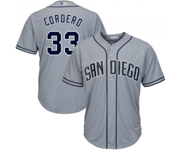 Men's San Diego Padres #33 Franchy Cordero Replica Grey Road Cool Base Baseball Jersey