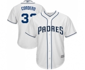 Men's San Diego Padres #33 Franchy Cordero Replica White Home Cool Base Baseball Jersey