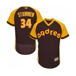 Men's San Diego Padres #34 Craig Stammen Brown Alternate Cooperstown Authentic Collection Flex Base Baseball Jersey