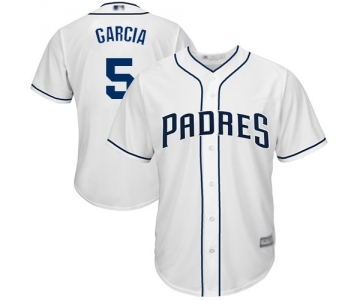 Men's San Diego Padres #5 Greg Garcia Replica White Home Cool Base Baseball Jersey