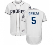 Men's San Diego Padres #5 Greg Garcia White Home Flex Base Authentic Collection Baseball Jersey