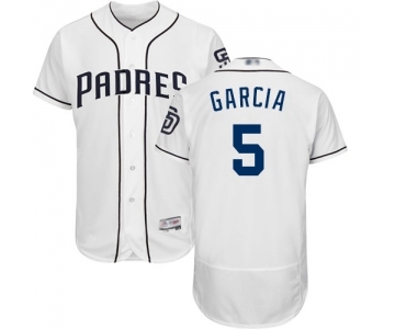 Men's San Diego Padres #5 Greg Garcia White Home Flex Base Authentic Collection Baseball Jersey