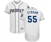 Men's San Diego Padres #55 Matt Strahm White Home Flex Base Authentic Collection Baseball Jersey