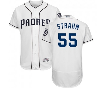 Men's San Diego Padres #55 Matt Strahm White Home Flex Base Authentic Collection Baseball Jersey