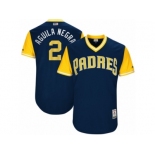 Men's San Diego Padres Jose Pirela #2 Aguila Negra Majestic Navy 2017 Players Weekend Authentic Jersey