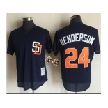 Mitchell And Ness 1996 San Diego Padres #24 Rickey Henderson Navy Blue Throwback Stitched Baseball Jersey