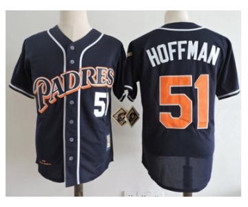 Mitchell And Ness 1998 San Diego Padres #51 Trevor Hoffman Navy Blue Throwback Stitched Baseball Jersey