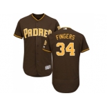 San Diego Padres #34 Rollie Fingers Brown Flexbase Authentic Collection Stitched MLB Jersey