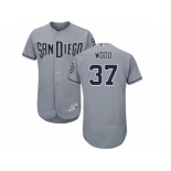 San Diego Padres #37 Travis Wood Authentic Grey Road Cool Base MLB Jersey