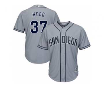 San Diego Padres #37 Travis Wood Replica Grey Road Cool Base MLB Jersey