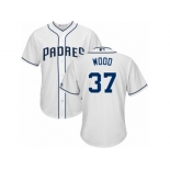 San Diego Padres #37 Travis Wood Replica White Home Cool Base MLB Jersey