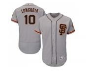 Men San Francisco Giants #10 Evan Longoria Grey Flexbase Authentic Collection Road 2 Stitched Baseball Jersey