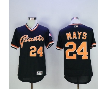 Men San Francisco Giants #24 Willie Mays Majestic Black Flexbase Authentic Collection Cooperstown Player Jersey