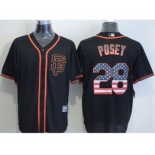 Men San Francisco Giants #28 Buster Posey Black USA Flag Fashion Stitched Baseball Jersey