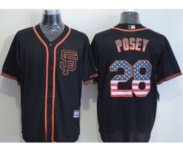 Men San Francisco Giants #28 Buster Posey Black USA Flag Fashion Stitched Baseball Jersey