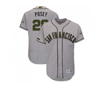 Men San Francisco Giants #28 Buster Posey Gray Flexbase Authentic Collection 2018 Memorial Day Stitched MLB Jersey