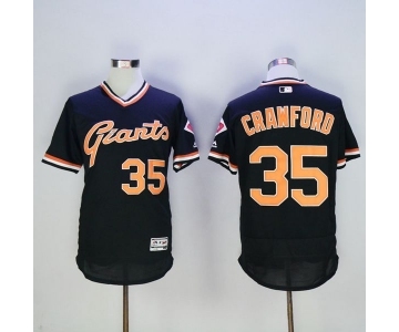 Men San Francisco Giants #35 Brandon Crawford Majestic Black Flexbase Authentic Collection Cooperstown Player Jersey