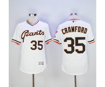 Men San Francisco Giants #35 Brandon Crawford Majestic White Flexbase Authentic Collection Cooperstown Player Jersey