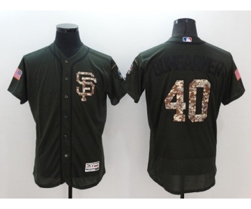 Men San Francisco Giants #40 Madison Bumgarner Majestic Green Salute to Service Flexbase Authentic Collection Jersey