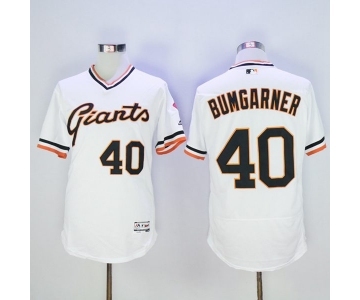 Men San Francisco Giants #40 Madison Bumgarner Majestic White Flexbase Authentic Collection Cooperstown Player Jersey