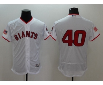 Men San Francisco Giants #40 Madison Bumgarner White Stars & Stripes 2016 Independence Day Flex Base Jersey