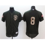 Men San Francisco Giants #8 Hunter Pence Majestic Green Salute to Service Flexbase Authentic Collection Jersey