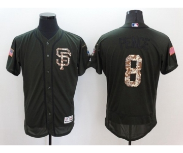 Men San Francisco Giants #8 Hunter Pence Majestic Green Salute to Service Flexbase Authentic Collection Jersey