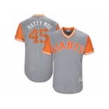 Men's 2017 Little League World Series Giants #45 Matt Moore Matty Moe Gray Jersey