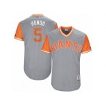 Men's 2017 Little League World Series Giants #5 Nick Hundley Hundo Gray Jersey