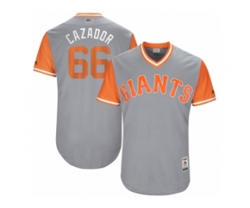 Men's 2017 Little League World Series Giants #66 Gorkys Hernandez Cazador Gray Jersey