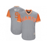 Men's 2017 Little League World Series Giants #9 Brandon Belt Belt Gray Jersey