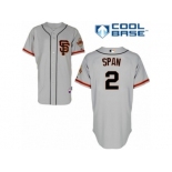 Men's Majestic San Francisco Giants #2 Denard Span Authentic Grey Road 2 Cool Base MLB Jersey