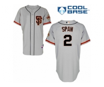 Men's Majestic San Francisco Giants #2 Denard Span Authentic Grey Road 2 Cool Base MLB Jersey