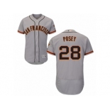 Men's Majestic San Francisco Giants #28 Buster Posey Grey Flexbase Authentic Collection MLB Jersey