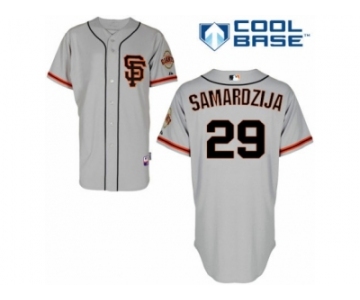 Men's Majestic San Francisco Giants #29 Jeff Samardzija Replica Grey Road 2 Cool Base MLB Jersey