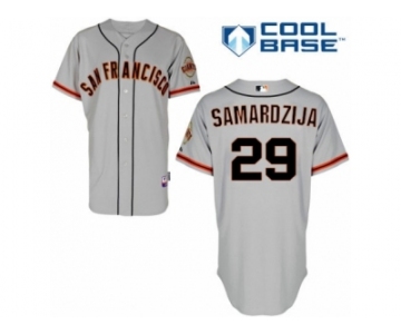 Men's Majestic San Francisco Giants #29 Jeff Samardzija Replica Grey Road Cool Base MLB Jersey