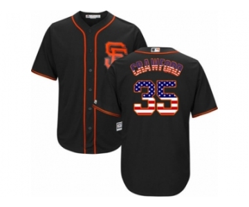 Men's Majestic San Francisco Giants #35 Brandon Crawford Replica Black USA Flag Fashion MLB Jersey