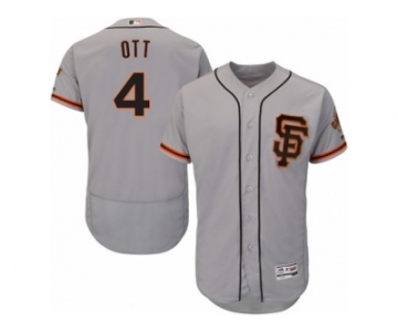 Men's Majestic San Francisco Giants #4 Mel Ott Gray Flexbase Authentic Collection MLB Jersey