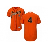 Men's Majestic San Francisco Giants #4 Mel Ott Orange Flexbase Authentic Collection MLB Jersey