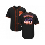 Men's Majestic San Francisco Giants #40 Madison Bumgarner Authentic Black USA Flag Fashion MLB Jersey