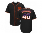 Men's Majestic San Francisco Giants #40 Madison Bumgarner Authentic Black USA Flag Fashion MLB Jersey