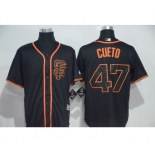 Men's Majestic San Francisco Giants #47 Johnny Cueto Authentic Black Cool Base MLB Jersey