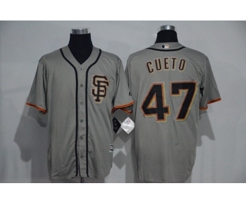 Men's Majestic San Francisco Giants #47 Johnny Cueto Authentic Grey Cool Base MLB Jersey