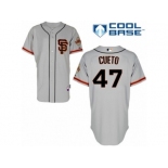 Men's Majestic San Francisco Giants #47 Johnny Cueto Replica Grey Road 2 Cool Base MLB Jersey